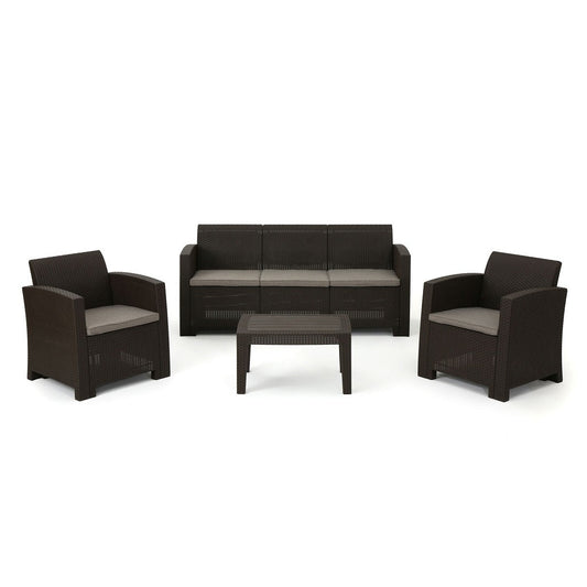 Jacob Outdoor 4 Piece Faux Wicker Chat Set