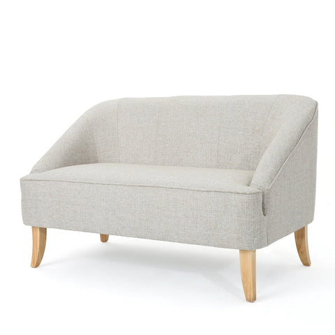 Image of Jasper Mid-Century Modern Fabric Upholstered Shell Loveseat w/ Channel Stitching