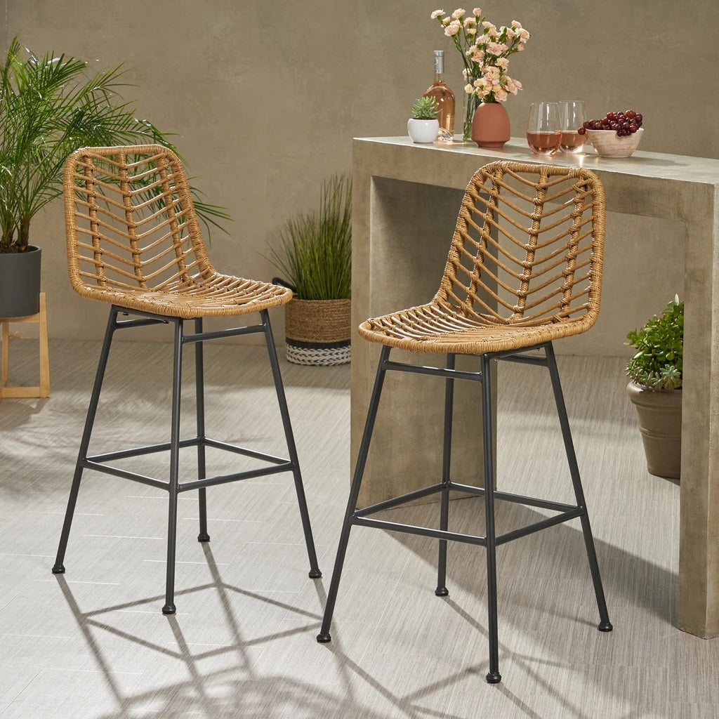 Jessie Outdoor Wicker Barstools (Set of 2) – Furny Matter