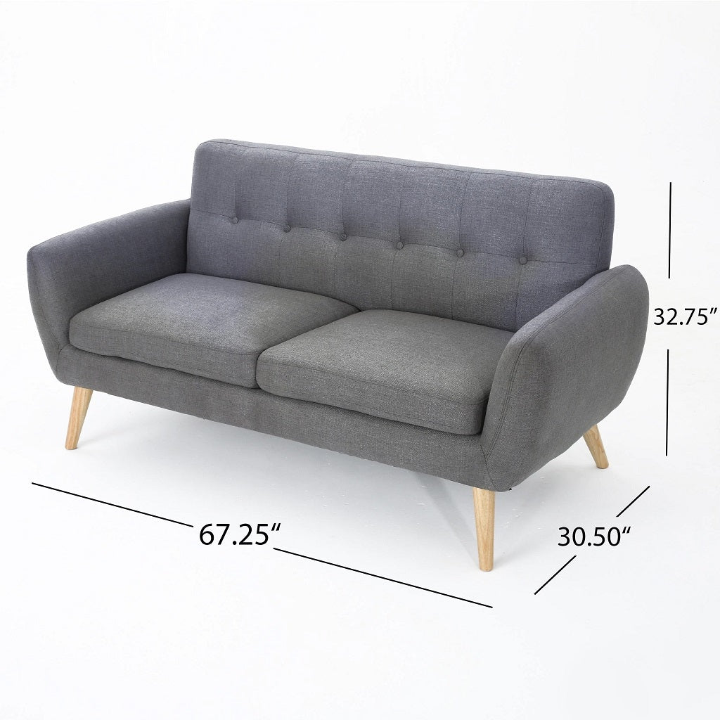 Joseline Mid Century Modern Petite Fabric Love Seat