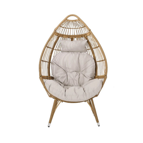 Image of Kabella Outdoor Wicker Teardrop Chair with Cushion