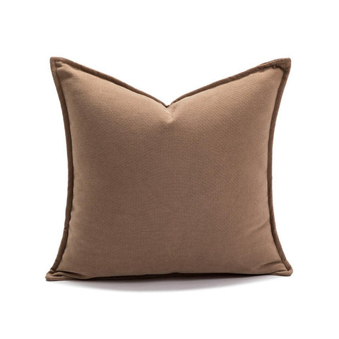 Image of Khaki Brown Bordered Throw Pillow Cover