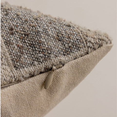 Image of Khaki Geometric Boucle Throw Pillow Cover