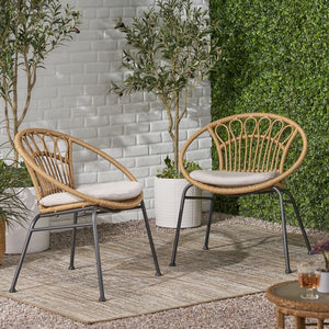 Kiante Outdoor Wicker Chair with Cushion (Set of 2)