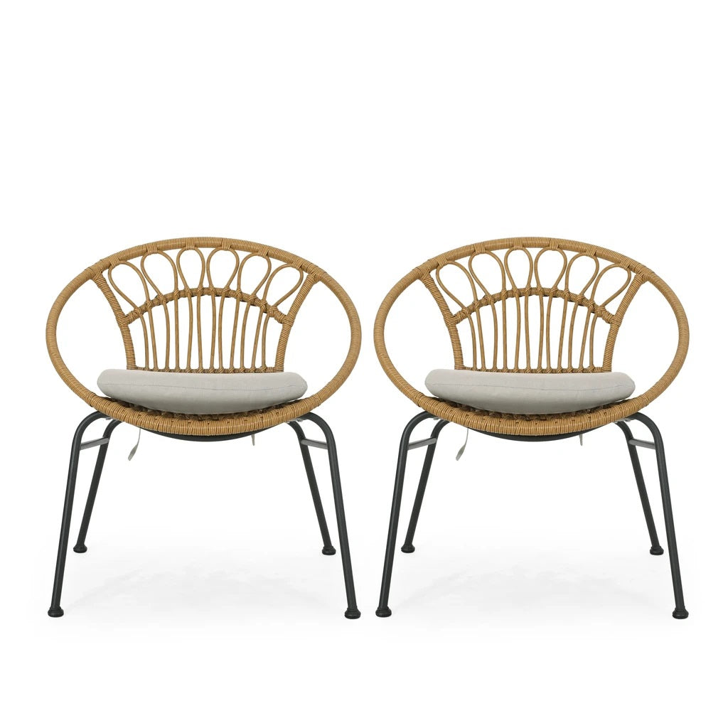 Kiante Outdoor Wicker Chair with Cushion (Set of 2)