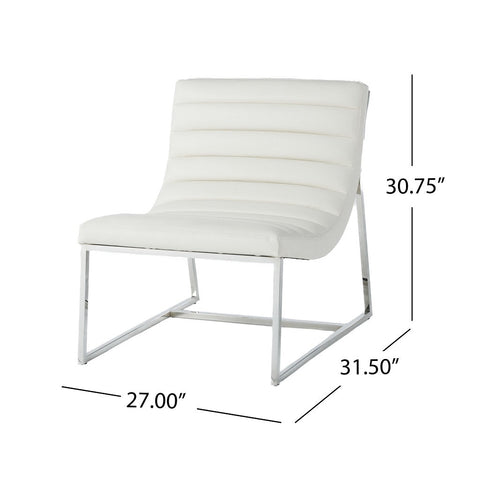 Image of Kingsbury White Leather Lounge Accent Chair