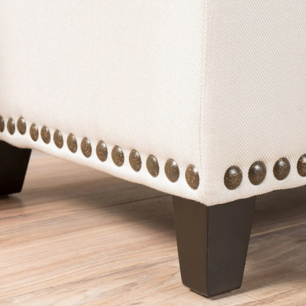 Labella Contemporary Fabric Upholstered Storage Ottoman with Nailhead Trim