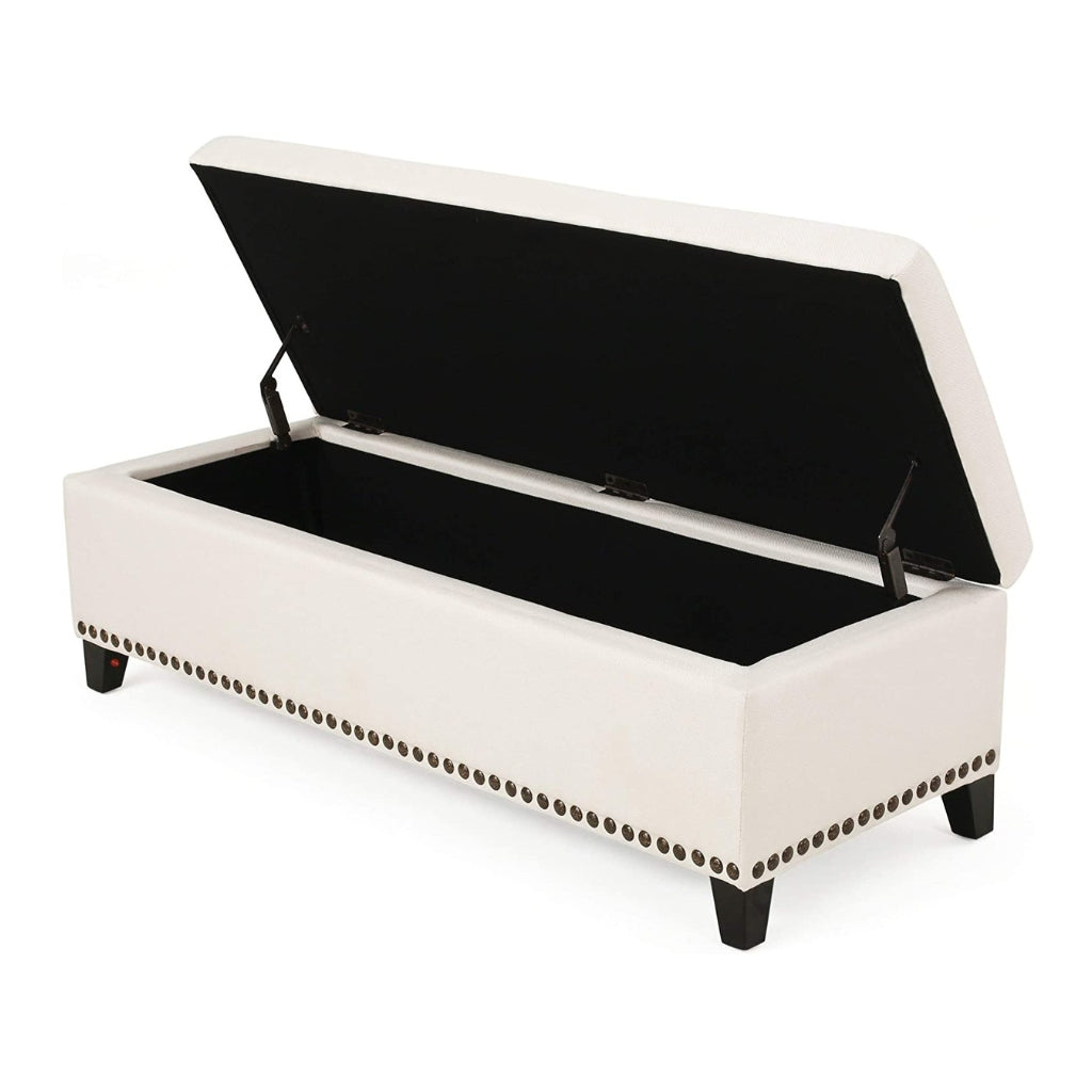 Labella Contemporary Fabric Upholstered Storage Ottoman with Nailhead Trim