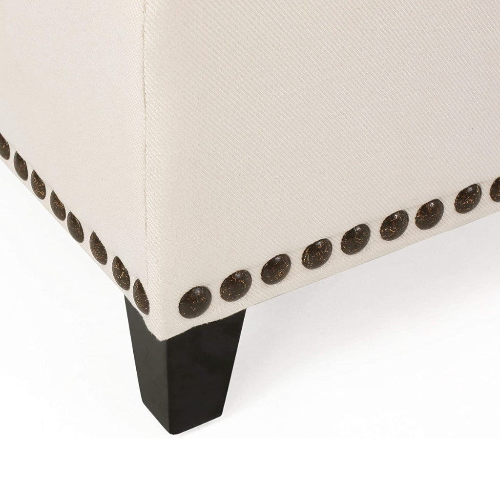 Labella Contemporary Fabric Upholstered Storage Ottoman with Nailhead Trim