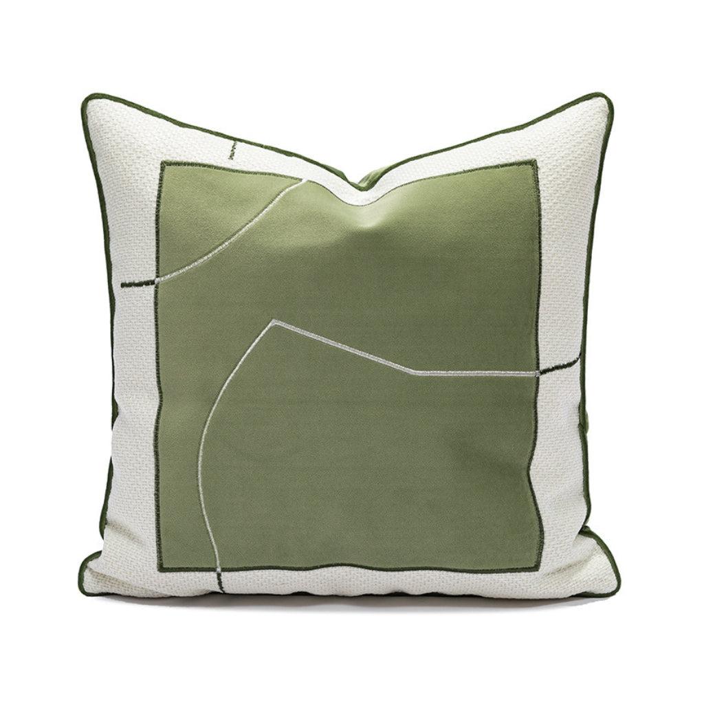 Line Embroidered Two-tone Throw Pillow Cover