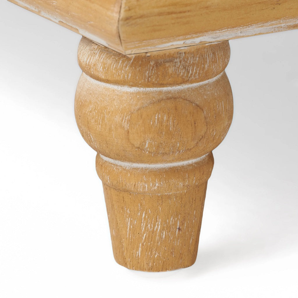 Lombardi French Style Upholstered Light Beige Fabric Storage Ottoman