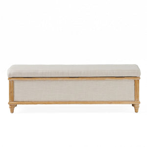 Lombardi French Style Upholstered Light Beige Fabric Storage Ottoman