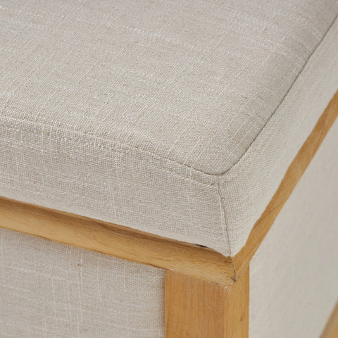 Image of Lombardi French Style Upholstered Light Beige Fabric Storage Ottoman