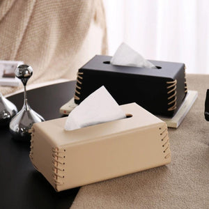 Luxe Faux Leather Tissue Box Cover