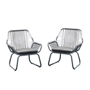 Lydia Outdoor Faux Rattan Club Chair (Set of 2)