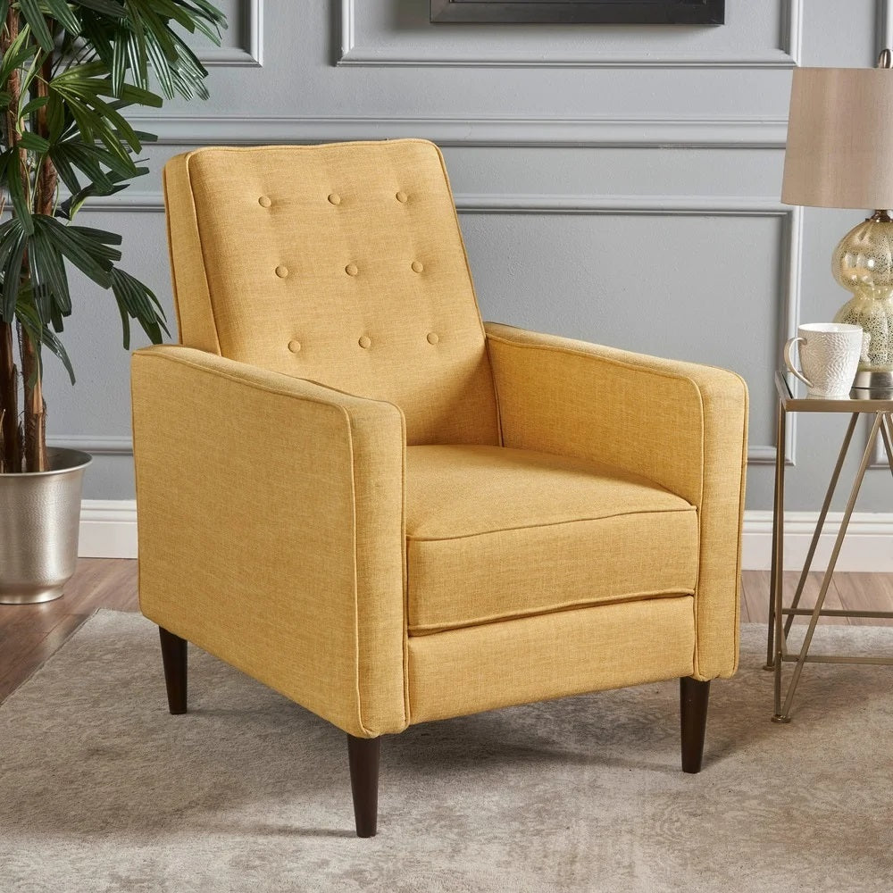 Macedonia Mid Century Modern Tufted Back Fabric Recliner