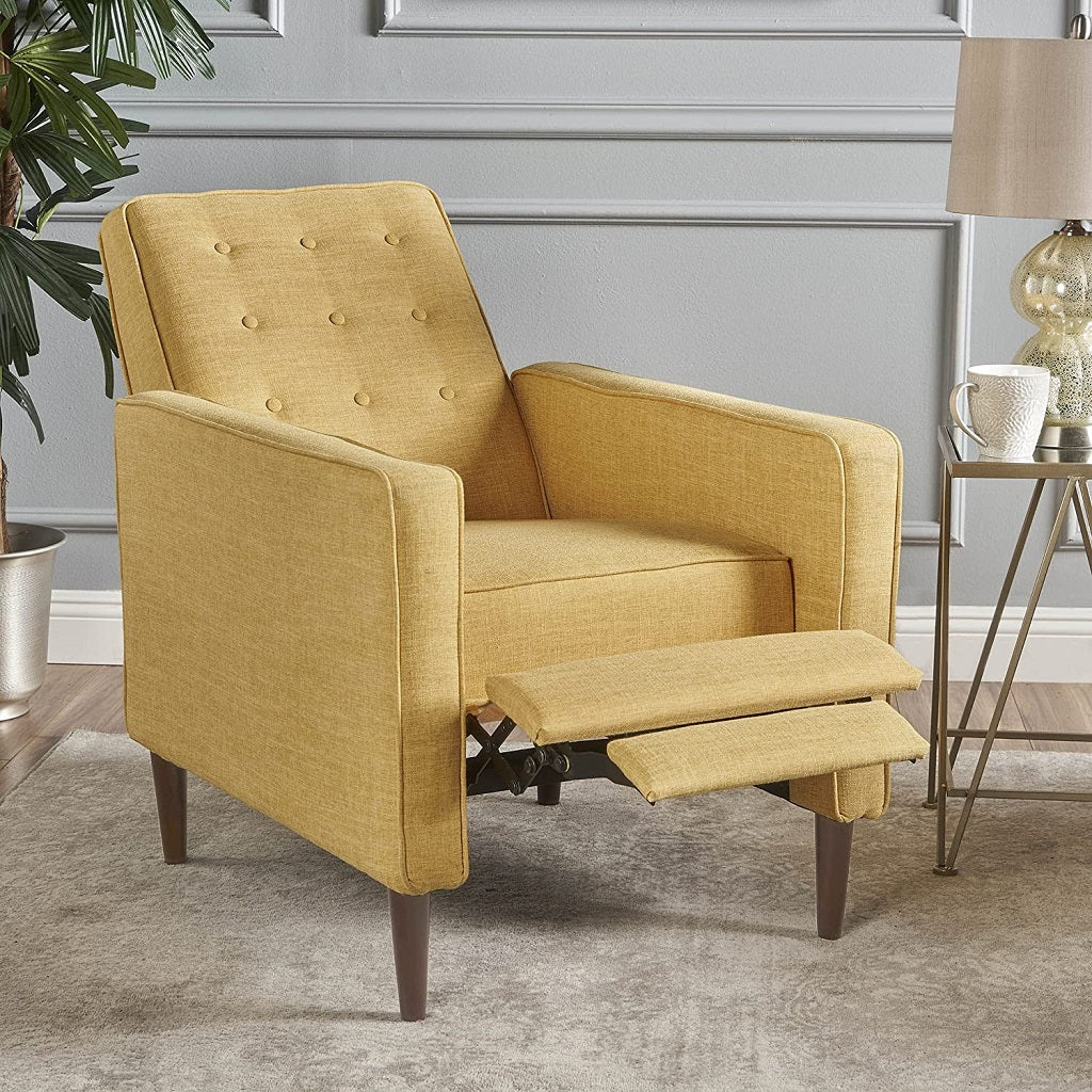 Macedonia Mid Century Modern Tufted Back Fabric Recliner