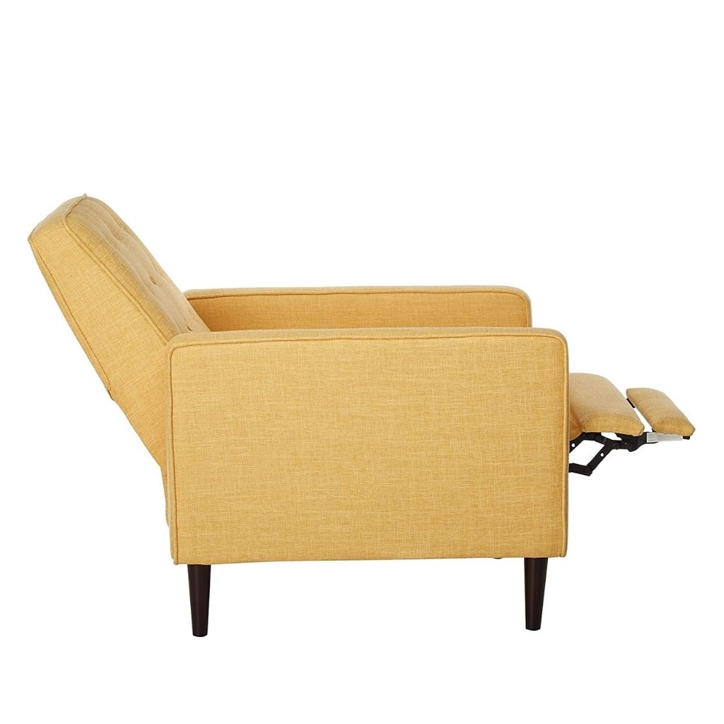 Macedonia Mid Century Modern Tufted Back Fabric Recliner