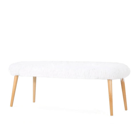 Image of Majestic Mid-Century Long Hair Faux Fur Ottoman