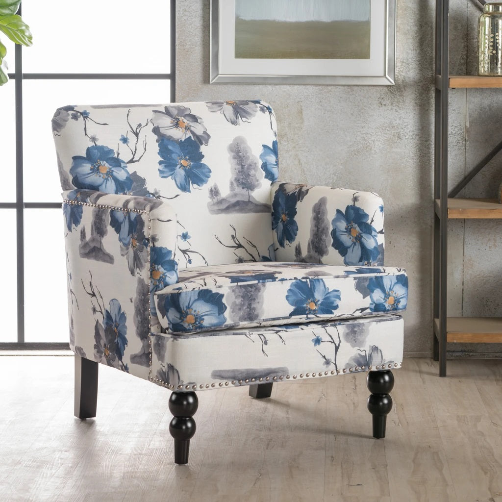 Manon Floral Print Fabric Club Chair