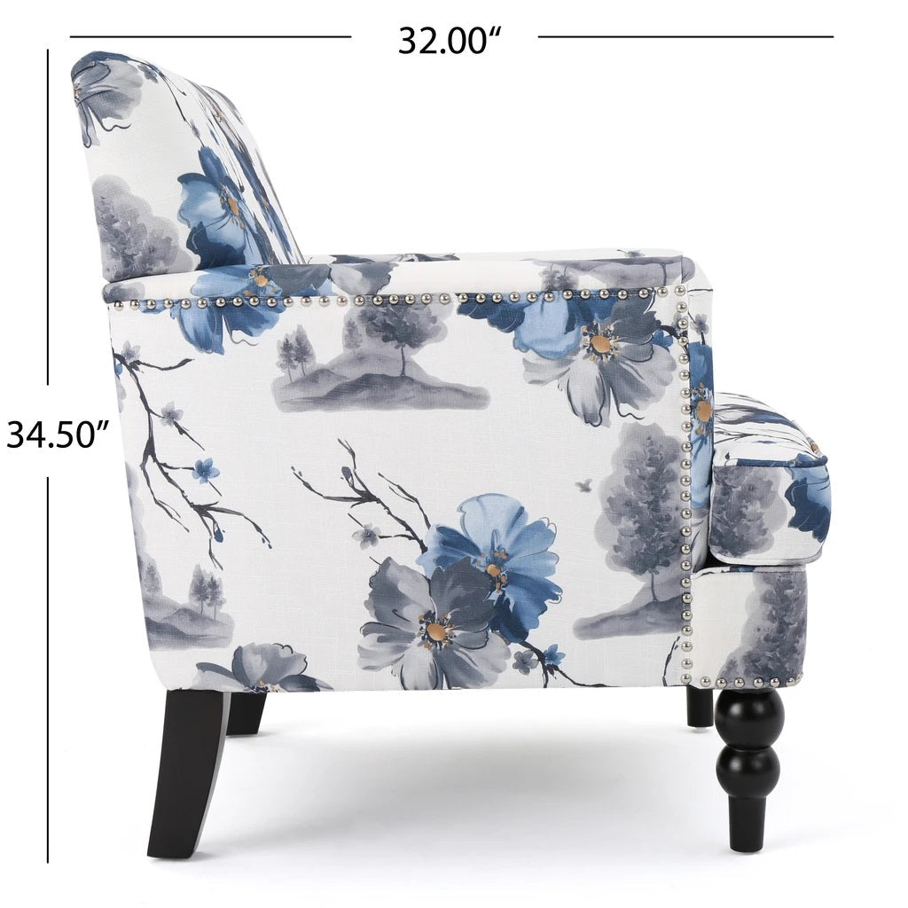 Manon Floral Print Fabric Club Chair