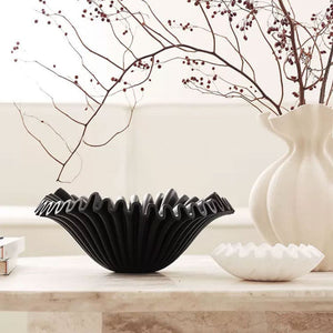 Matte Black Ripple Decorative Bowl