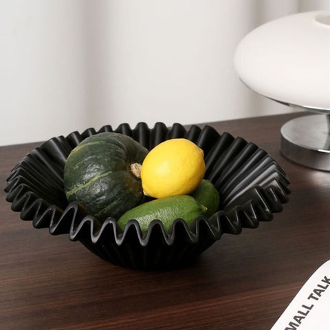 Image of Matte Black Ripple Decorative Bowl