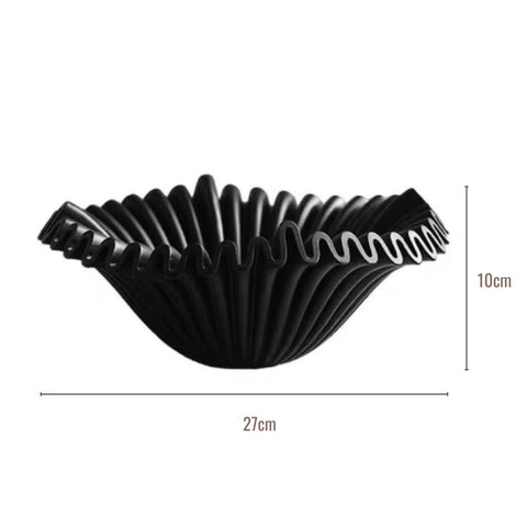 Image of Matte Black Ripple Decorative Bowl