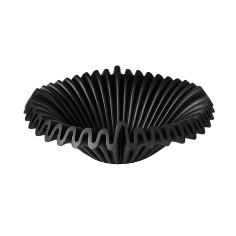 Image of Matte Black Ripple Decorative Bowl