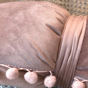 Mauve Bow Lumbar Pillow Cover with Pom Pom