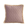 Mauve Floral Embroidered Fringe Throw Pillow Cover