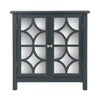 Melee Fir Wood Double Door Cabinet With Tempered Glass Accents