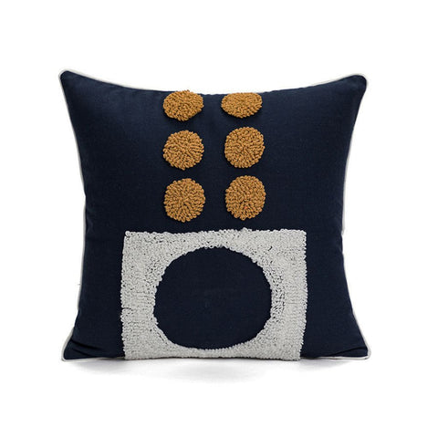 Image of Midnight Blue Tufted Geometric Throw Pillow Cover (Set of 2)