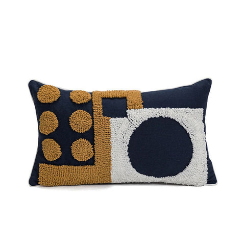 Image of Midnight Blue Tufted Geometric Throw Pillow Cover (Set of 2)