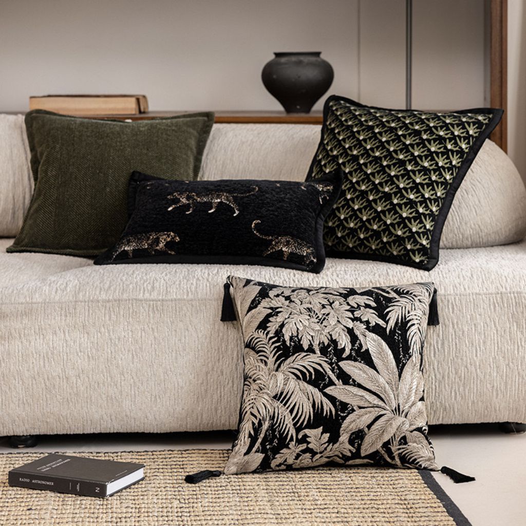 Midnight Tropical Throw Pillow Cover