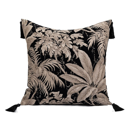 Midnight Tropical Throw Pillow Cover