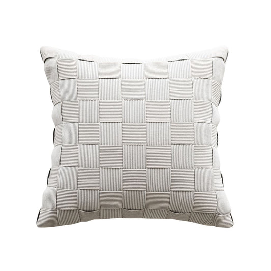 Misty Gray Basket-weave Throw Pillow Cover