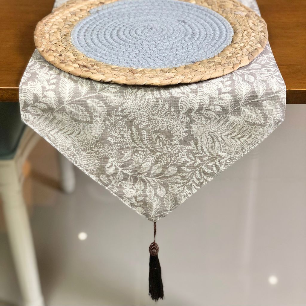 Mocha Botanical Print Table Runner
