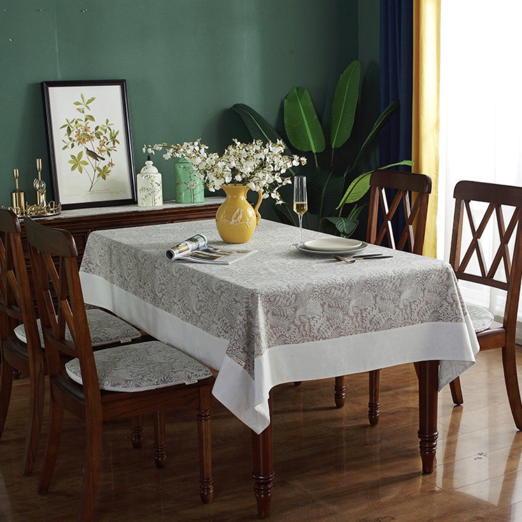 Mocha Botanical Print Tablecloth