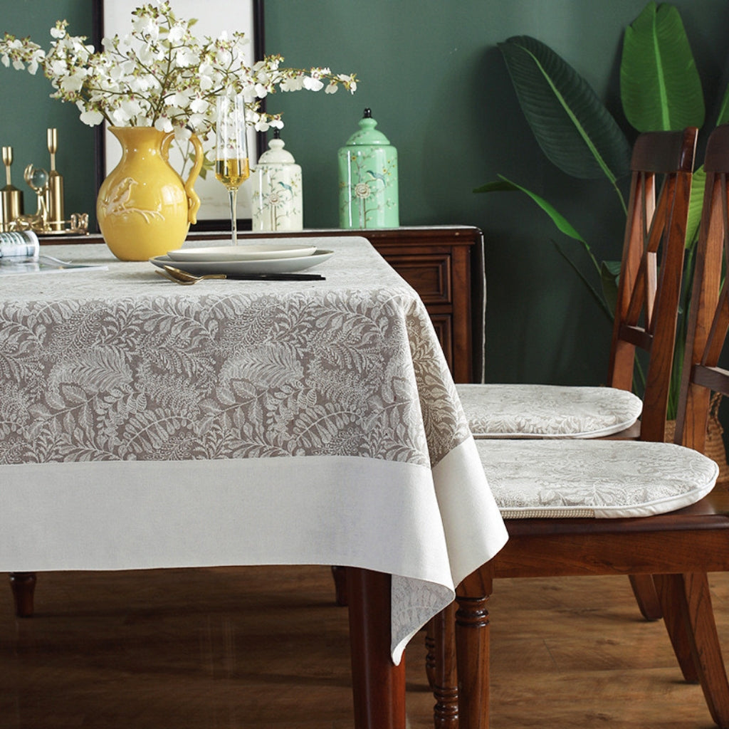Mocha Botanical Print Tablecloth