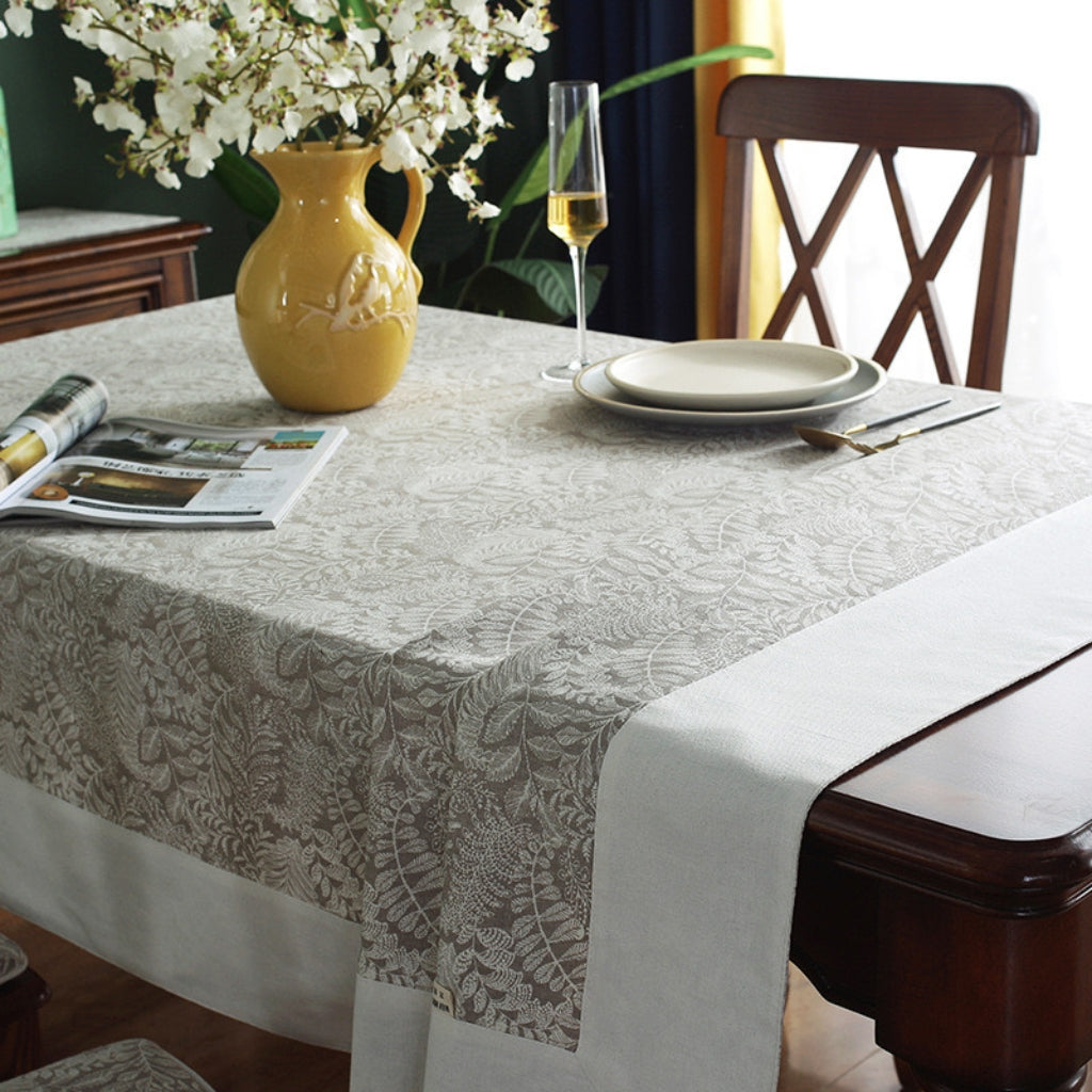 Mocha Botanical Print Tablecloth