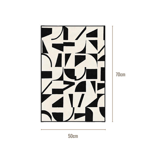 Image of Modern Black and White Geometric Aluminium Framed Print