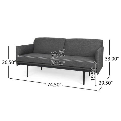 Mokena Contemporary Fabric Upholstered 3 Seater Sofa