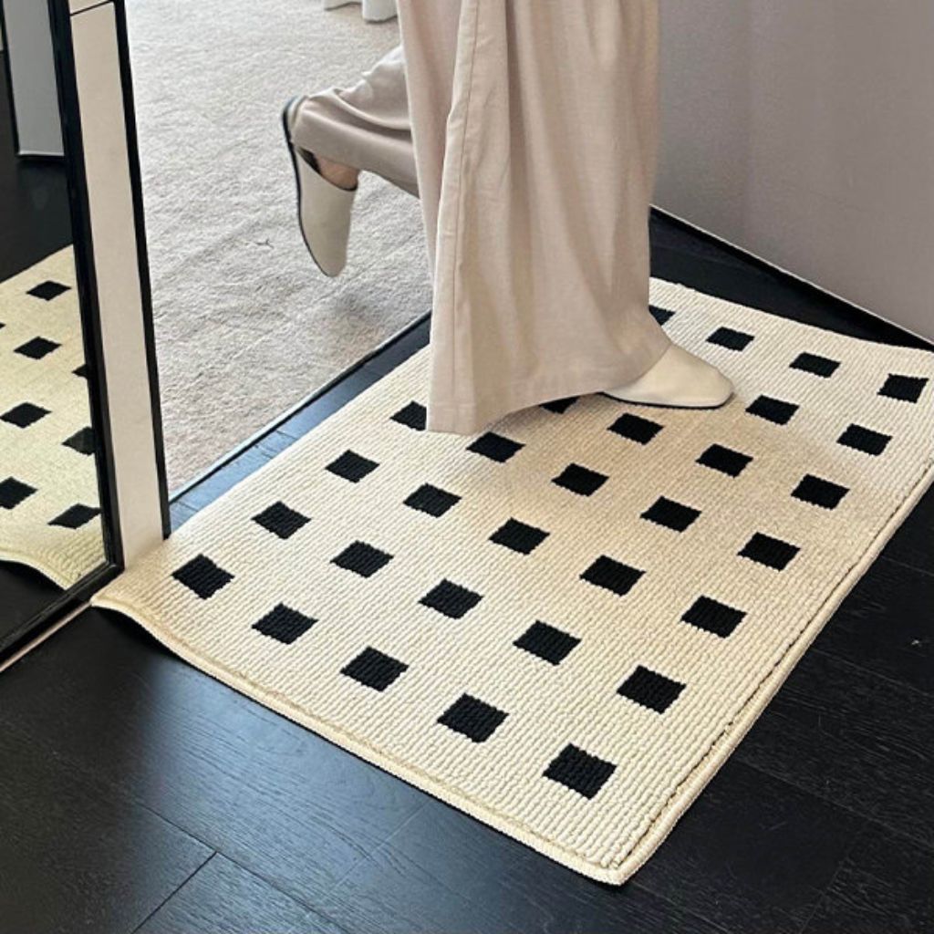 Monochrome Grid Step Non-slip Doormat