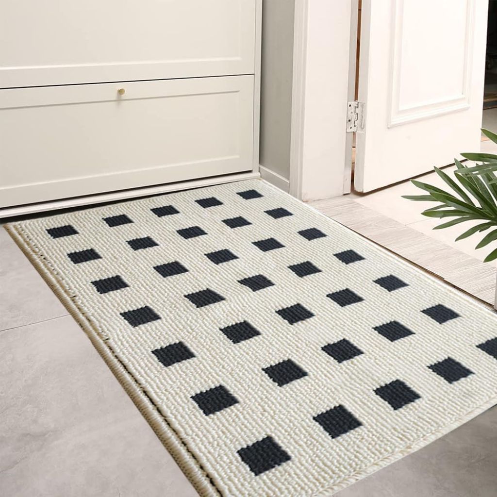 Monochrome Grid Step Non-slip Doormat