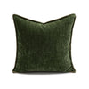 Moss Green Chenille Throw Pillow Cover With Blanket Stitch