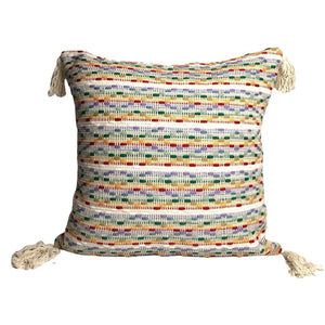 Multicolor Woven Striped Throw Pillow Cover with Tassels
