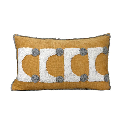 Image of Mustard Yellow Tufted Arches Lumbar Pillow Cover