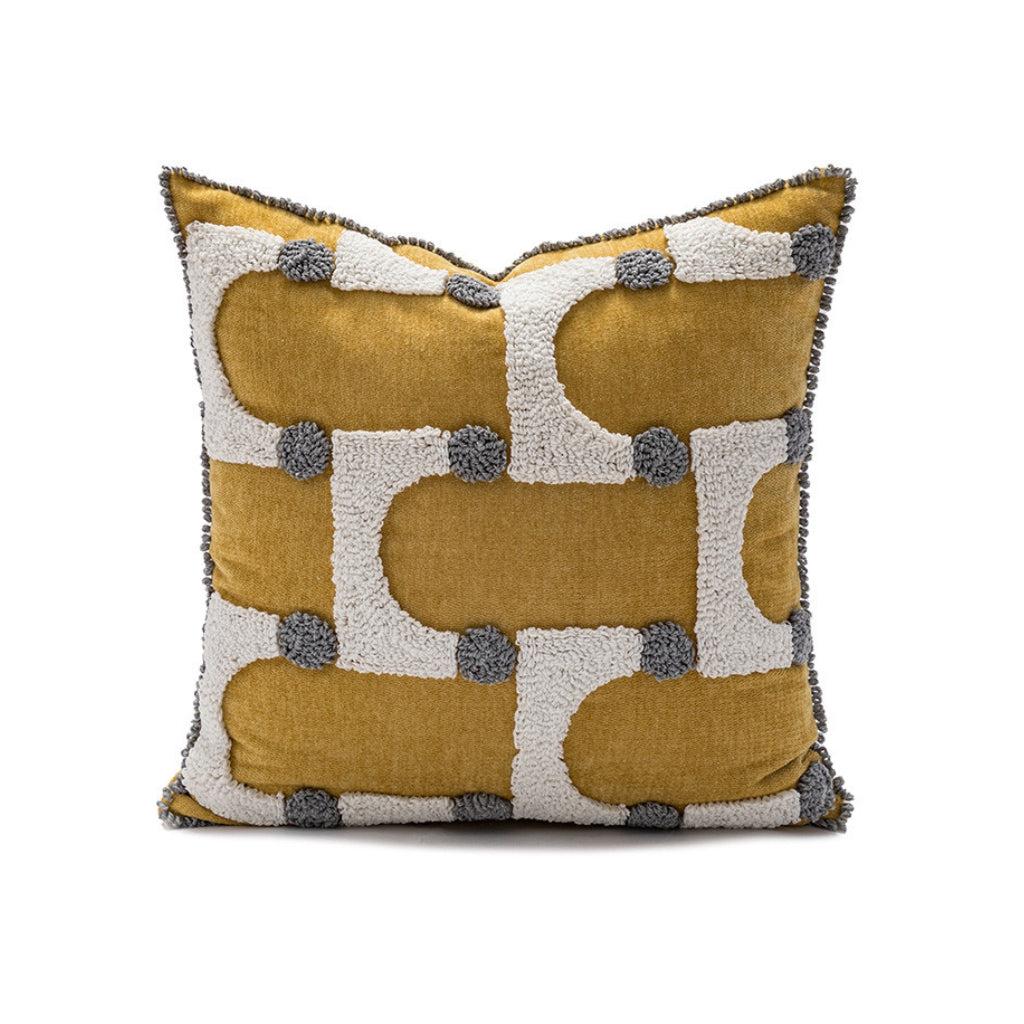 Mustard Yellow Tufted Arches Throw Pillow Cover
