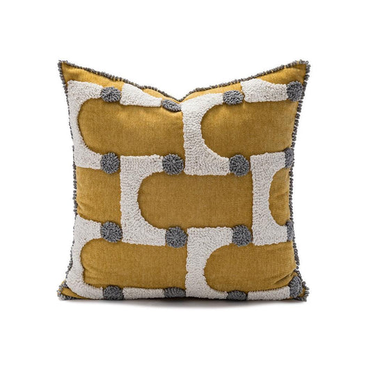 Mustard Yellow Tufted Arches Throw Pillow Cover